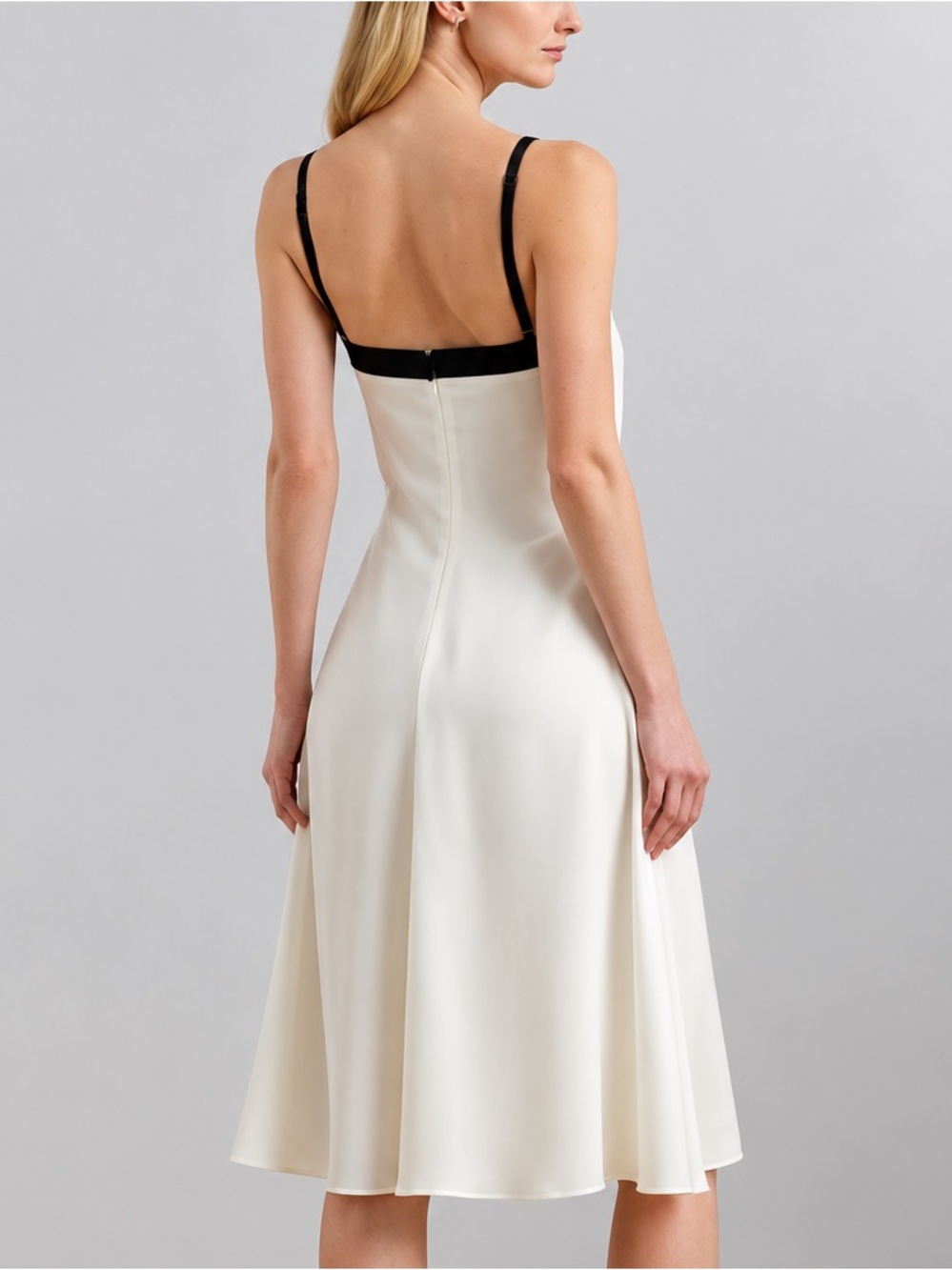 🆕🌾Lauren Ralph Lauren Colorblock Wedding Guest  Midi Dress Ivory Black Size 12 - Picture 3 of 17